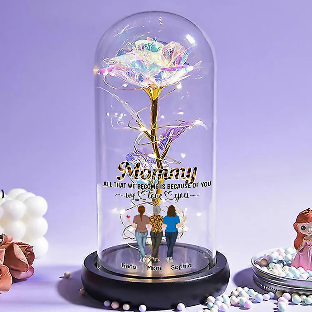 We Love You - Personalized Custom Sparkly Rose