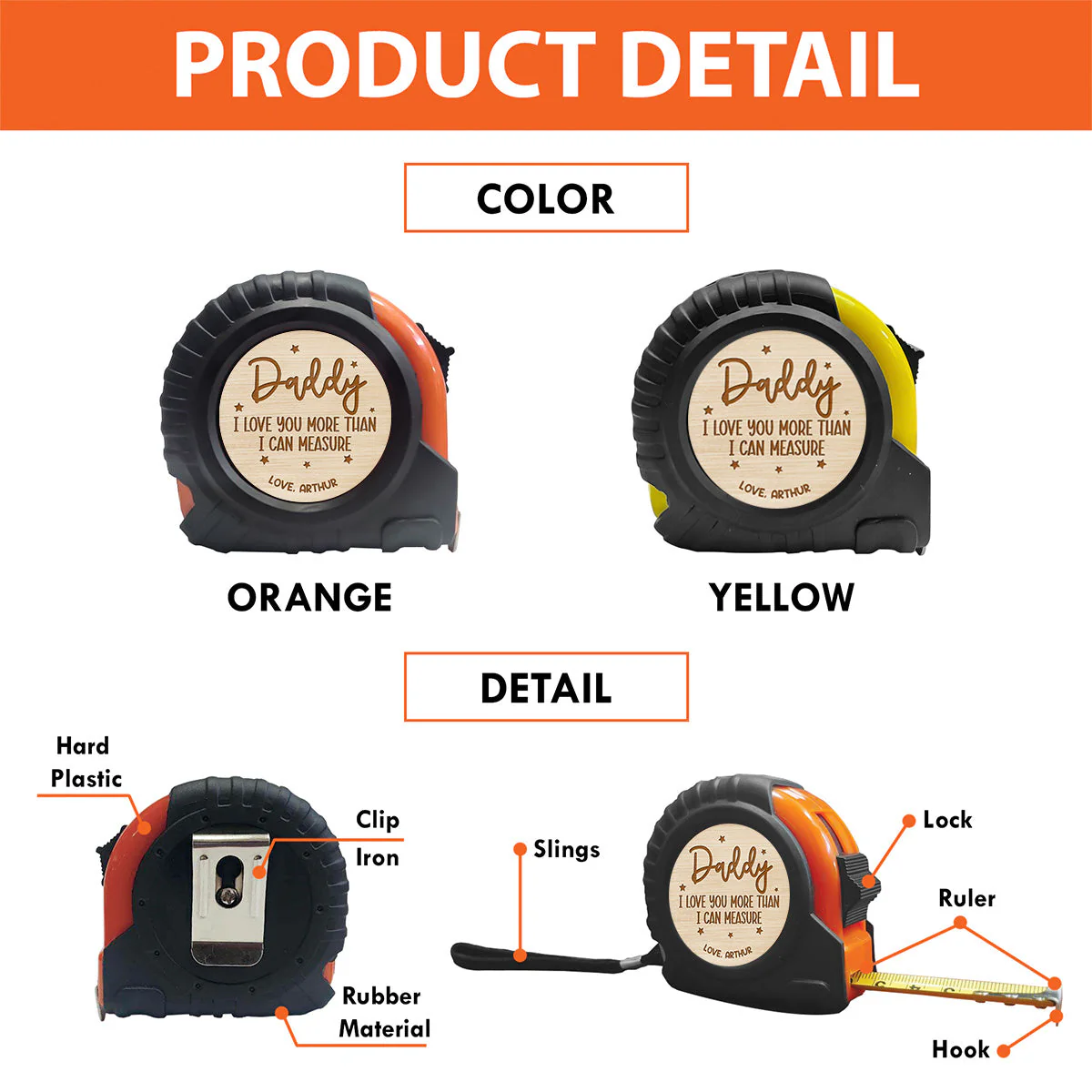 We Love You - Personalized Custom Tape Measure - Image 6