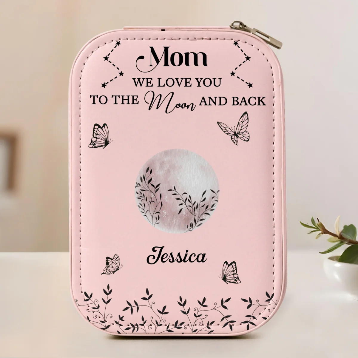 We Love You To The Moon And Back - Personalized Custom Jewelry Box With LED Mirror - Image 8