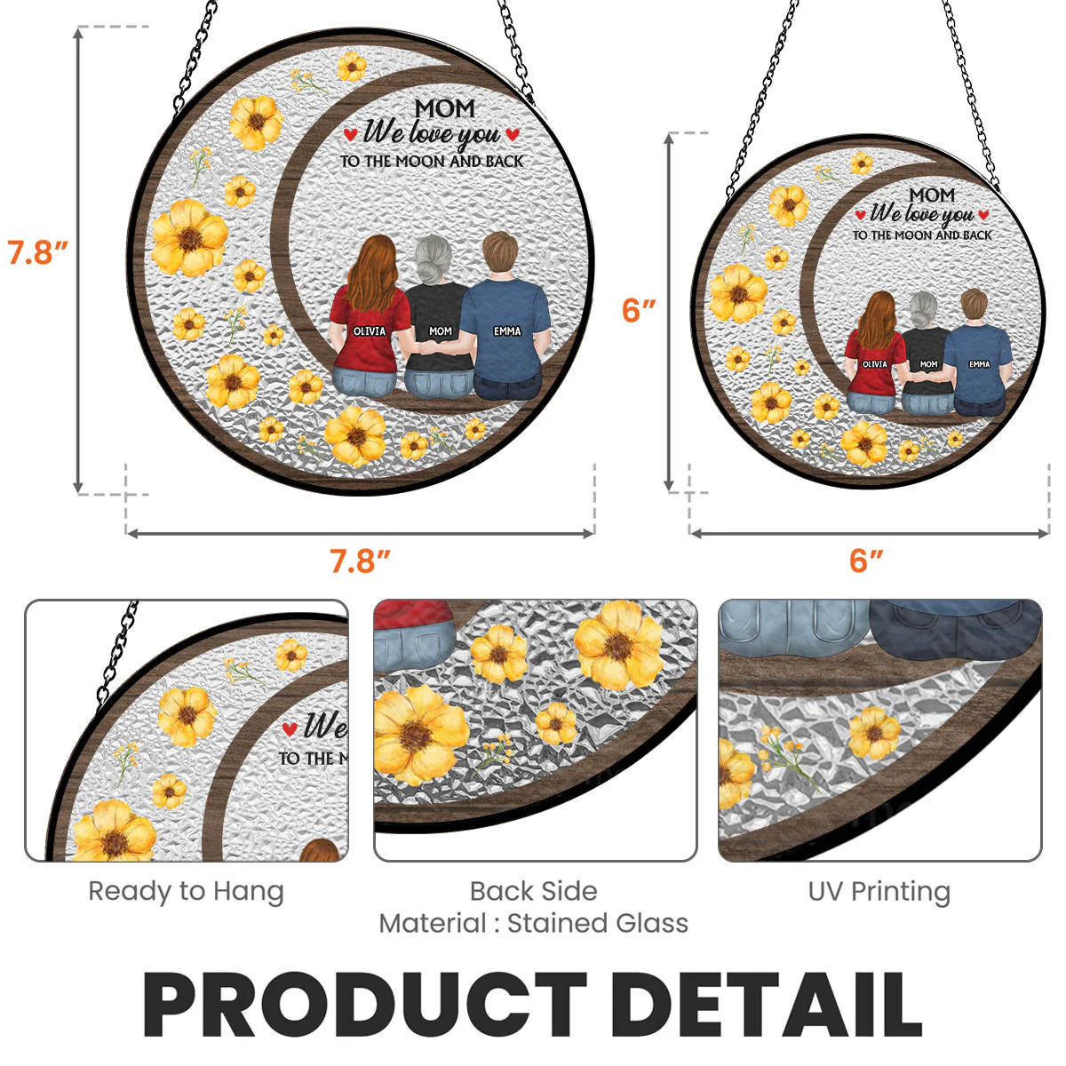 We Love You To The Moon And Back - Personalized Custom Window Hanging Suncatcher - Image 5
