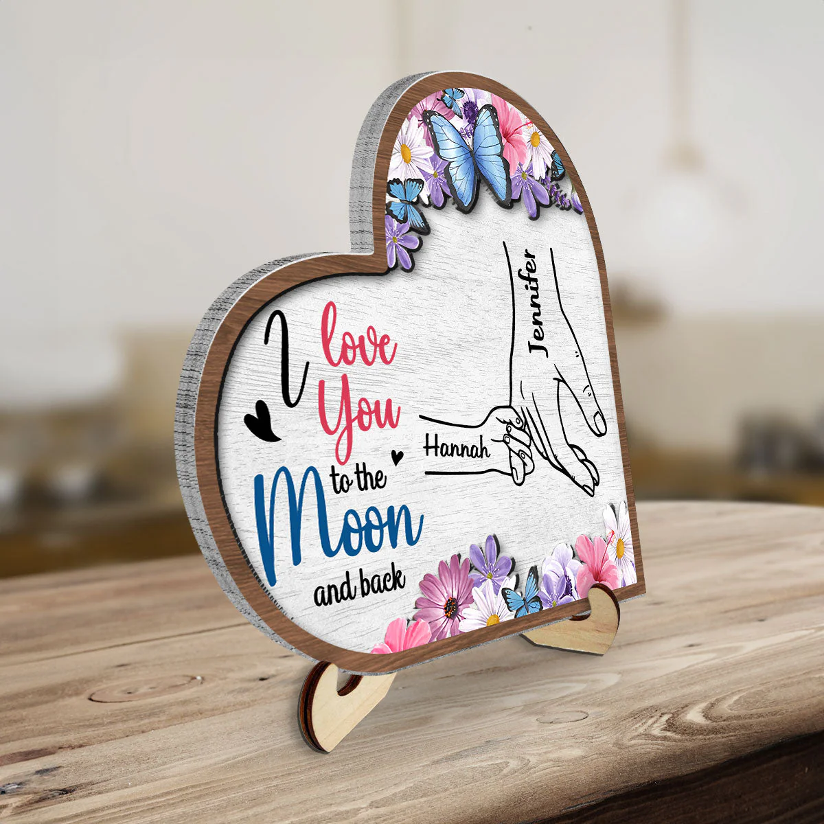 We Love You To The Moon And Back - Personalized Wooden Plaque - Image 3