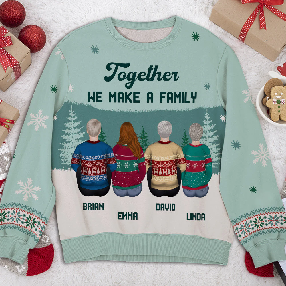 We Make A Family - Personalized Custom All-Over-Print Sweatshirt - Image 3
