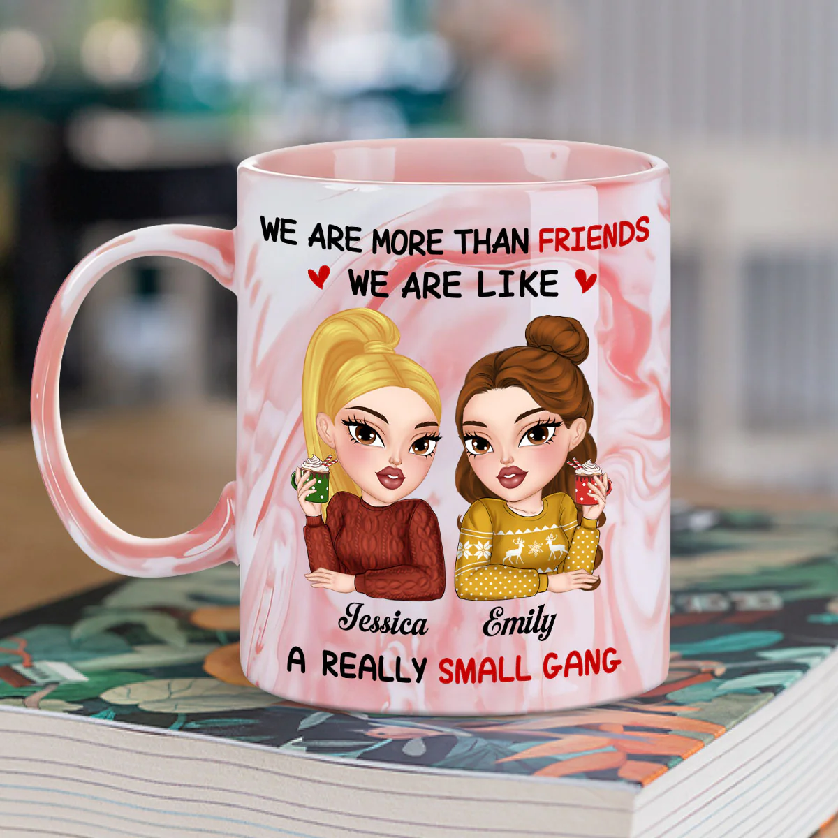We Make Trouble Look Good - Personalized Custom Pink Marble Mug - Image 2
