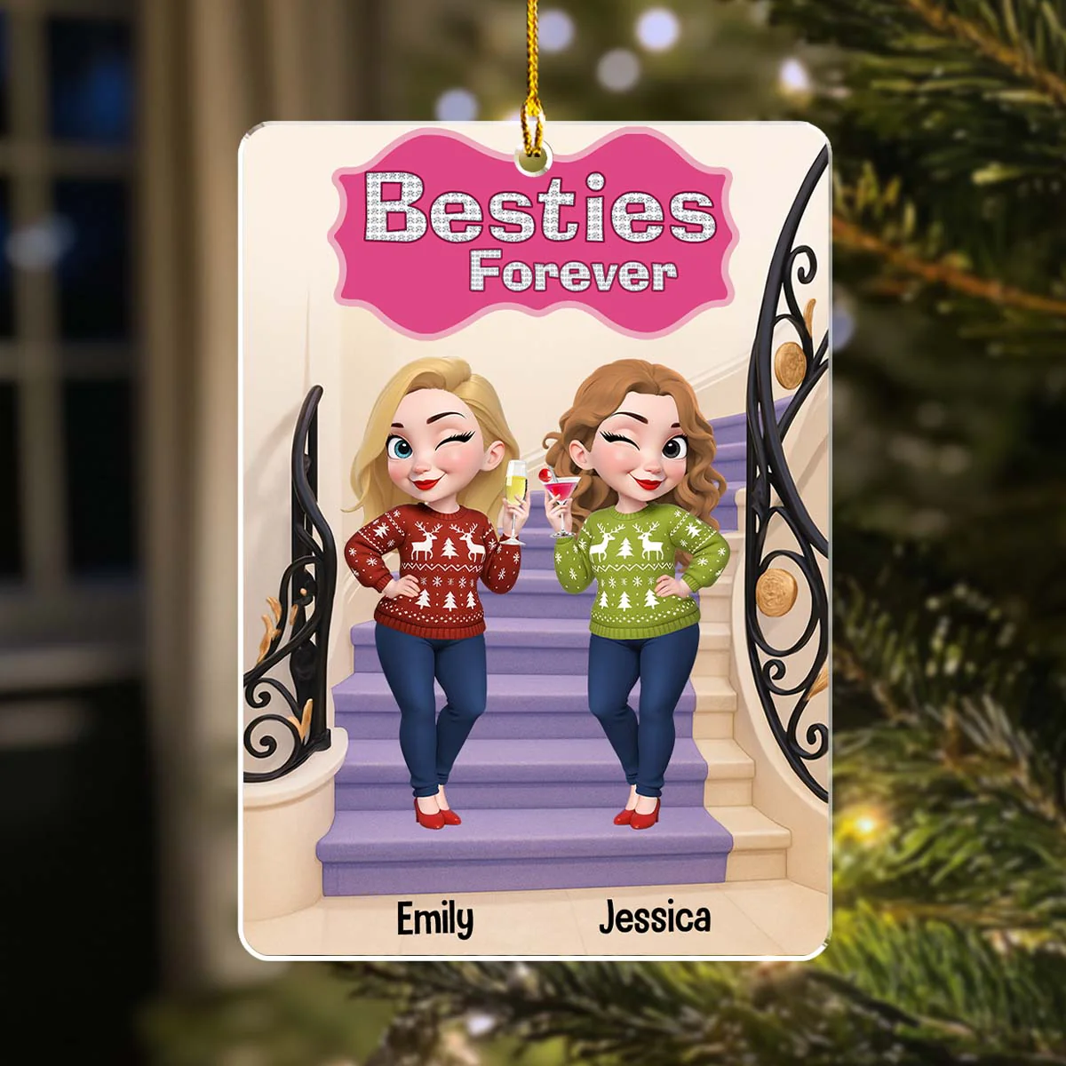 We Sleigh As A Team - Personalized Custom Acrylic Ornament - Image 5
