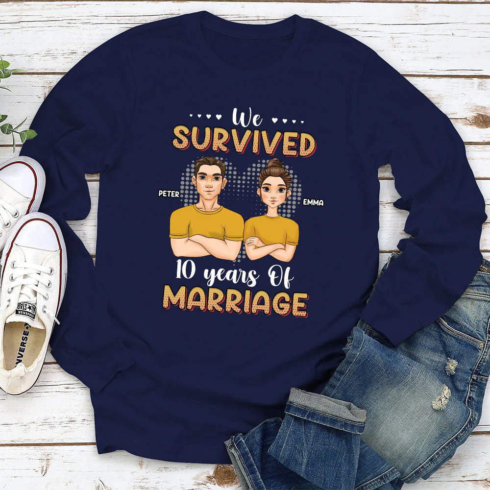We Survived Years Of Marriage - Personalized Custom Long Sleeve T-shirt - Image 2