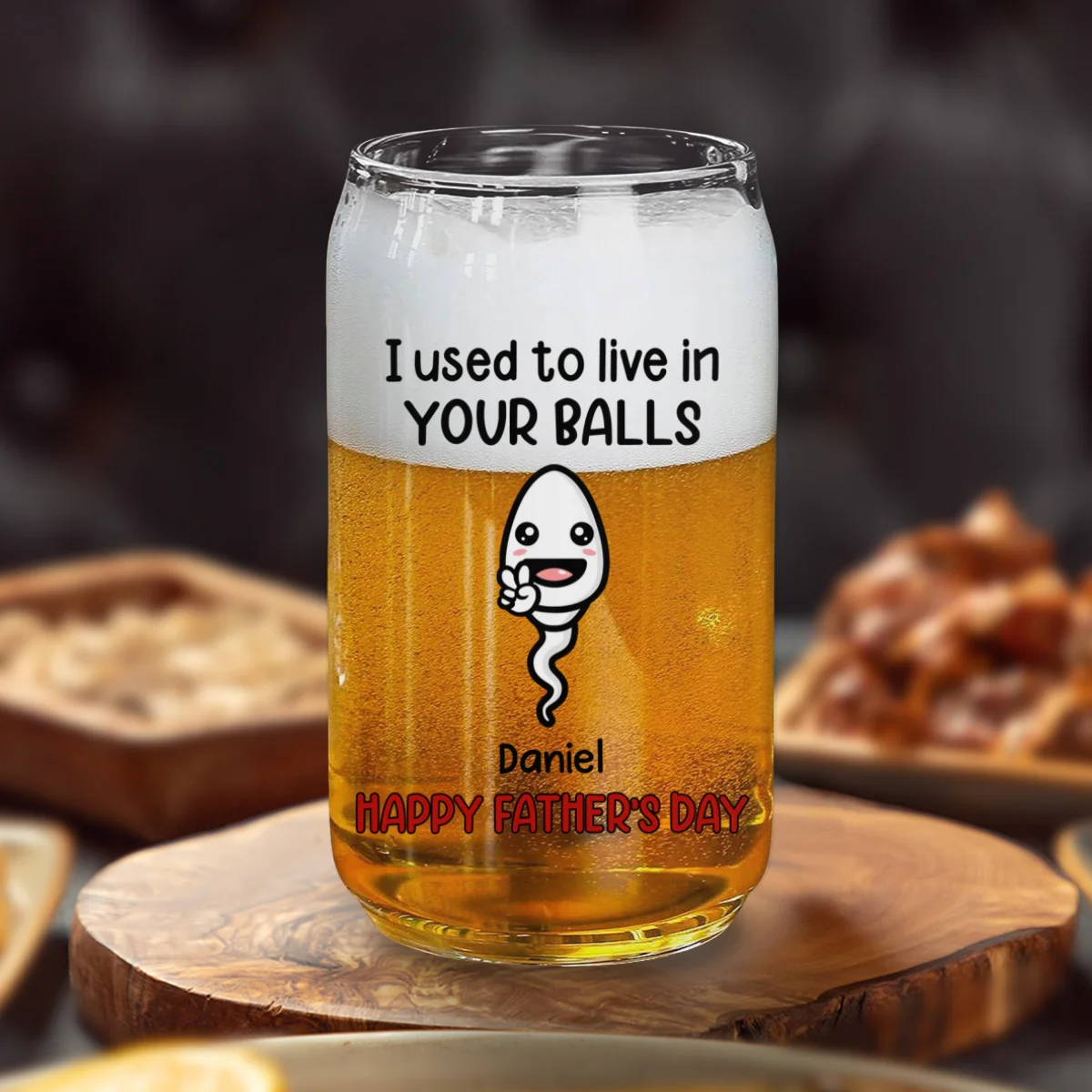 We Used To Live In Your Balls - Personalized Custom Beer Can Glass - Image 7
