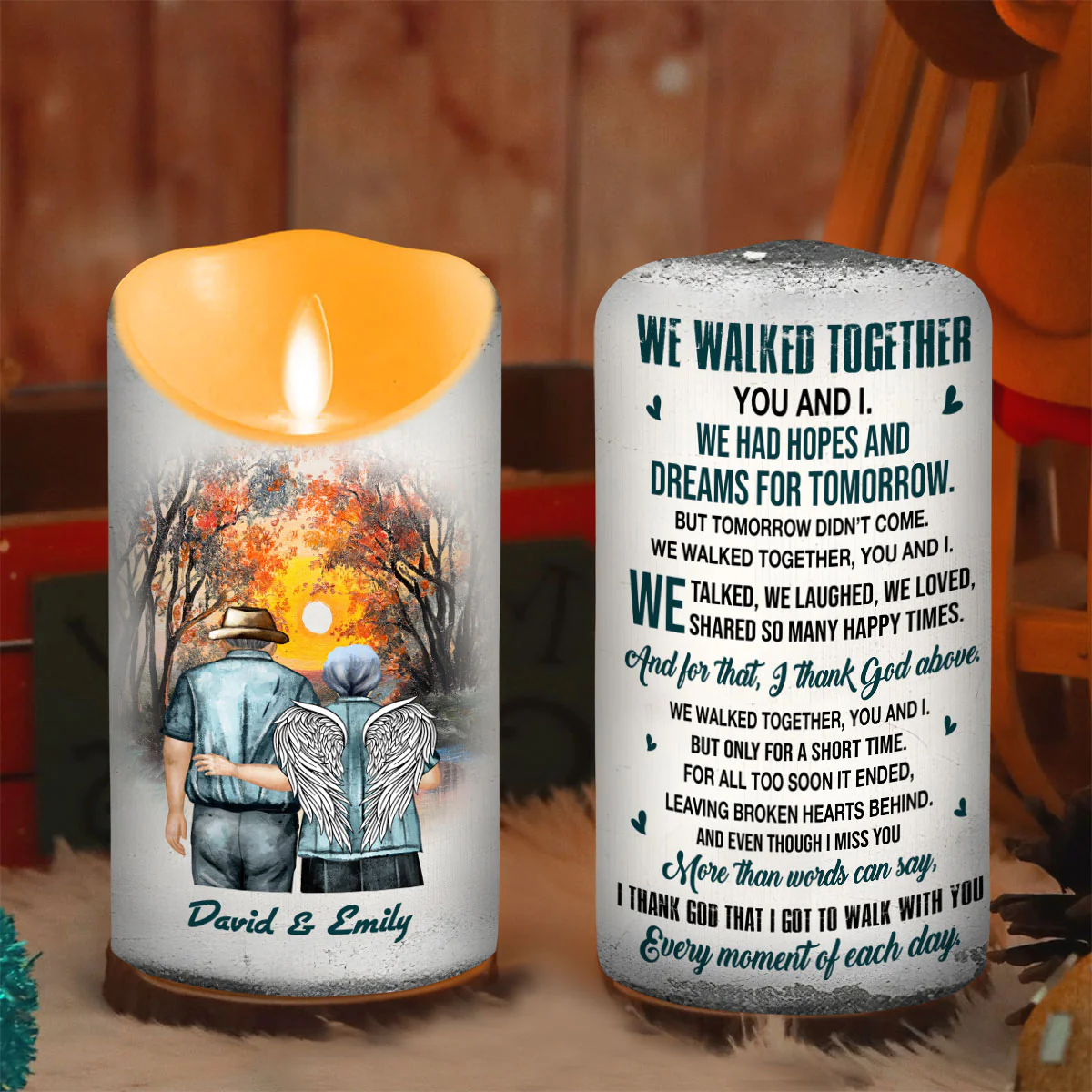We Walked Together You And I - Personalized Custom LED Candle - Image 2