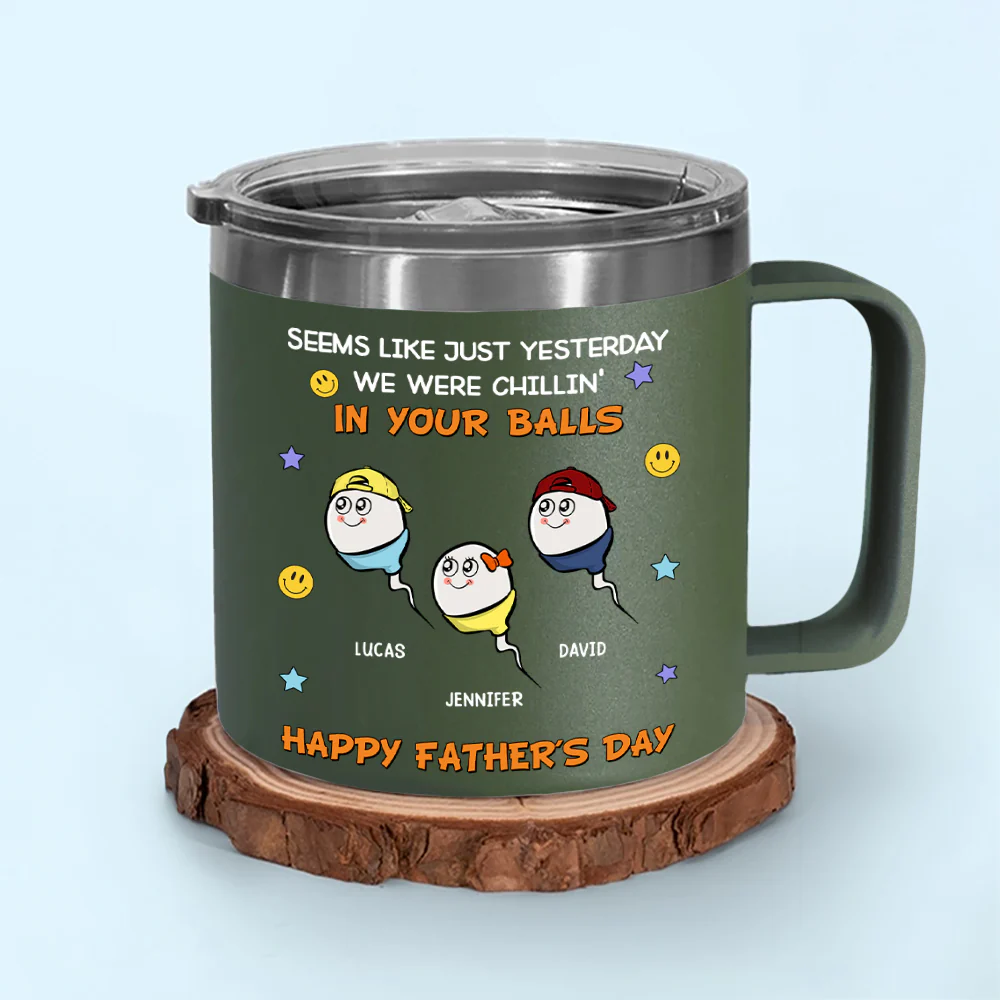 We Were Chilling - Personalized Custom 14oz Stainless Steel Tumbler With Handle - Image 2