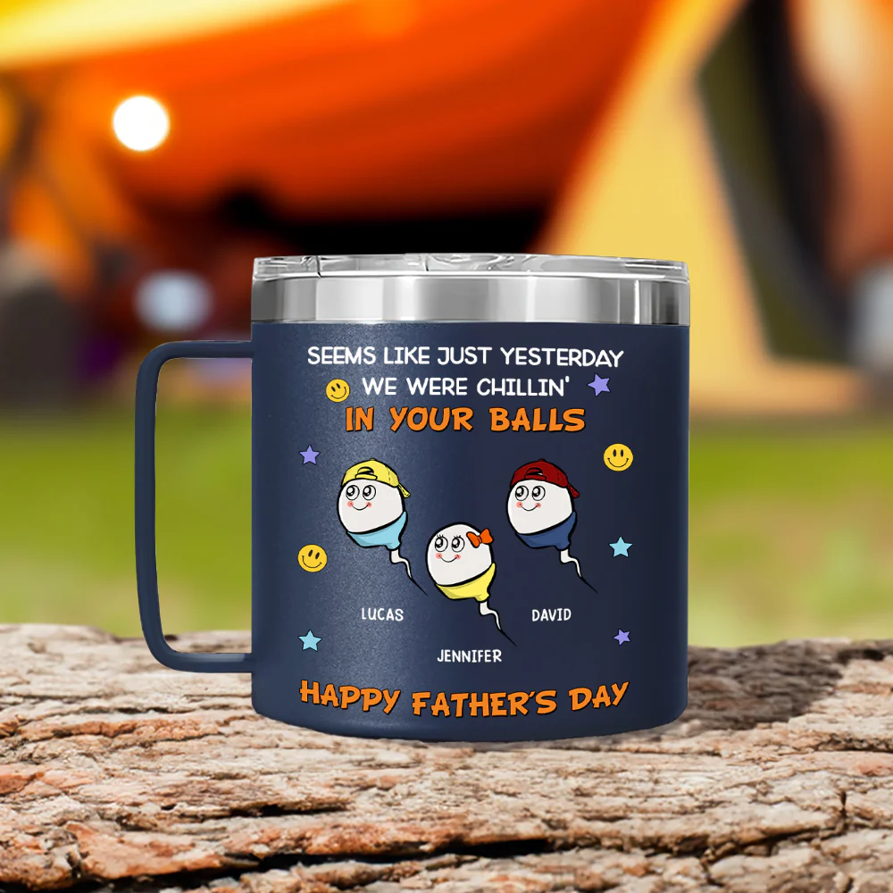 We Were Chilling - Personalized Custom 14oz Stainless Steel Tumbler With Handle - Image 3