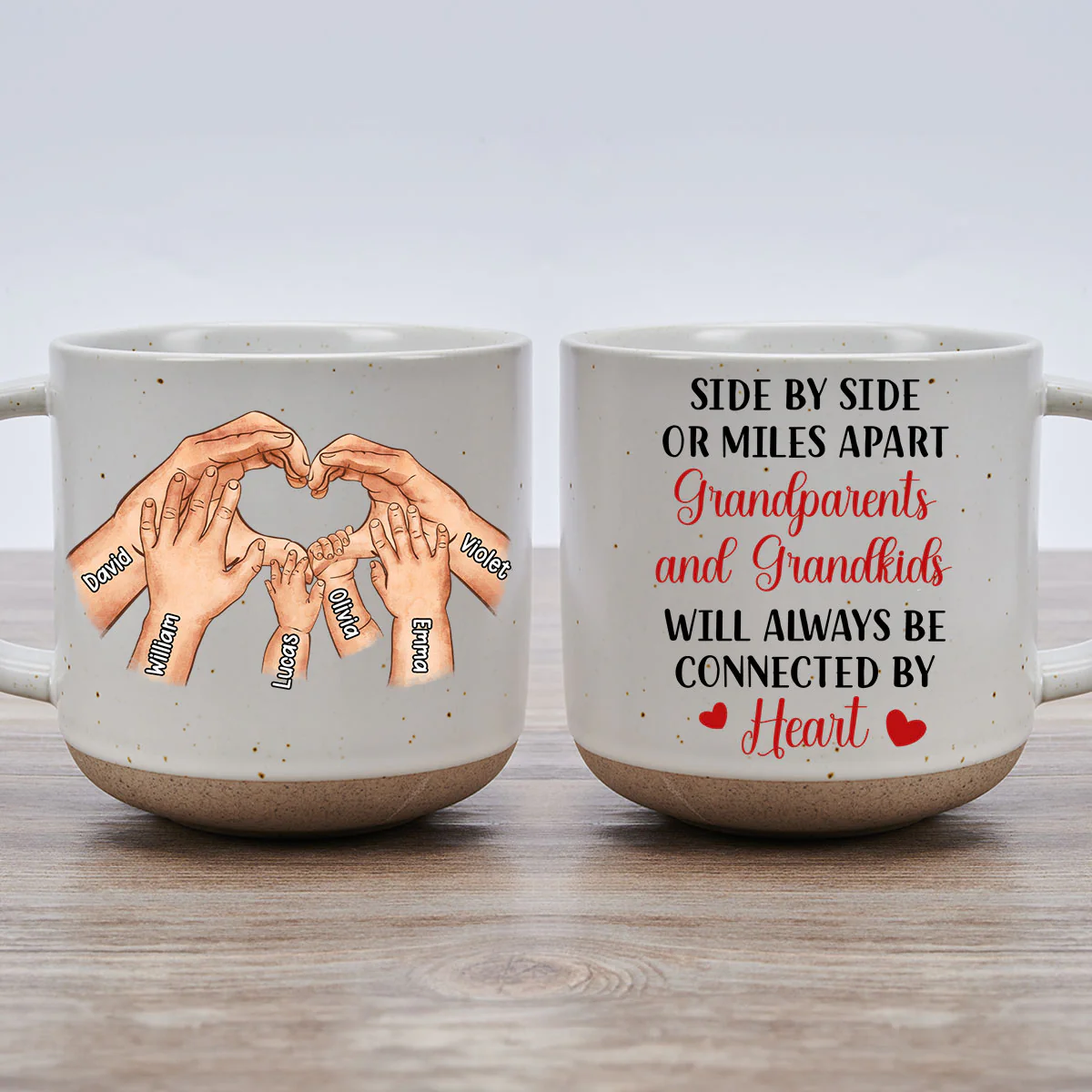 We Will Always Be Connected By Heart - Personalized Custom Pottery Mug - Image 2