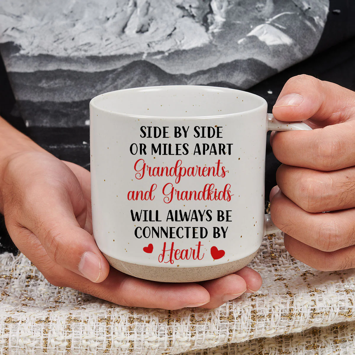We Will Always Be Connected By Heart - Personalized Custom Pottery Mug - Image 3