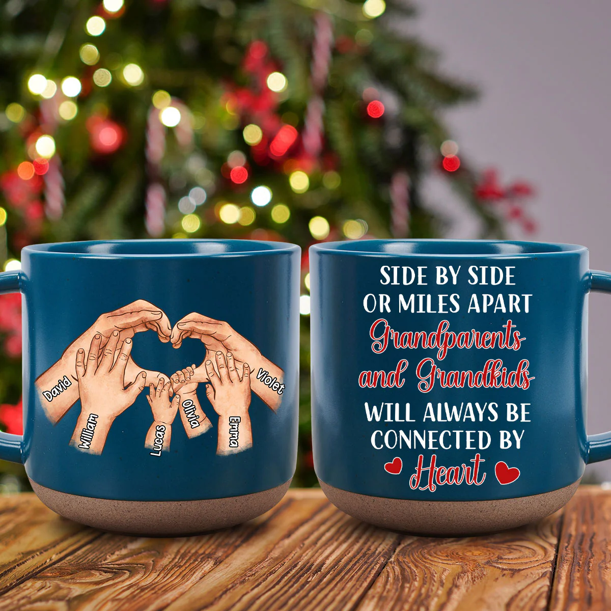 We Will Always Be Connected By Heart - Personalized Custom Pottery Mug - Image 5