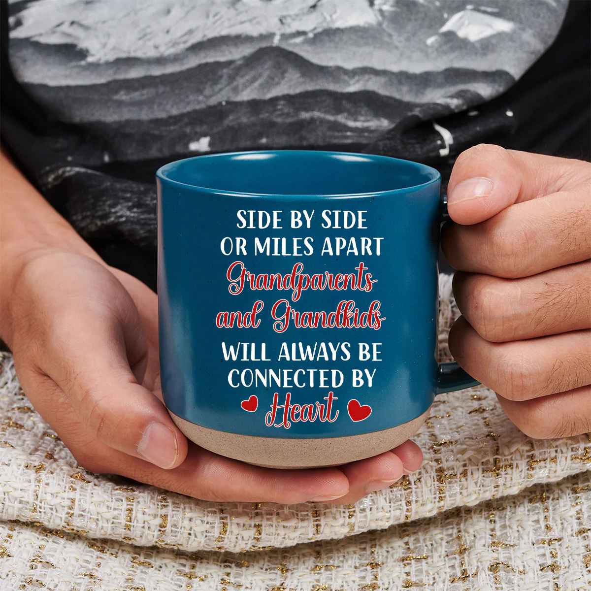 We Will Always Be Connected By Heart - Personalized Custom Pottery Mug - Image 6