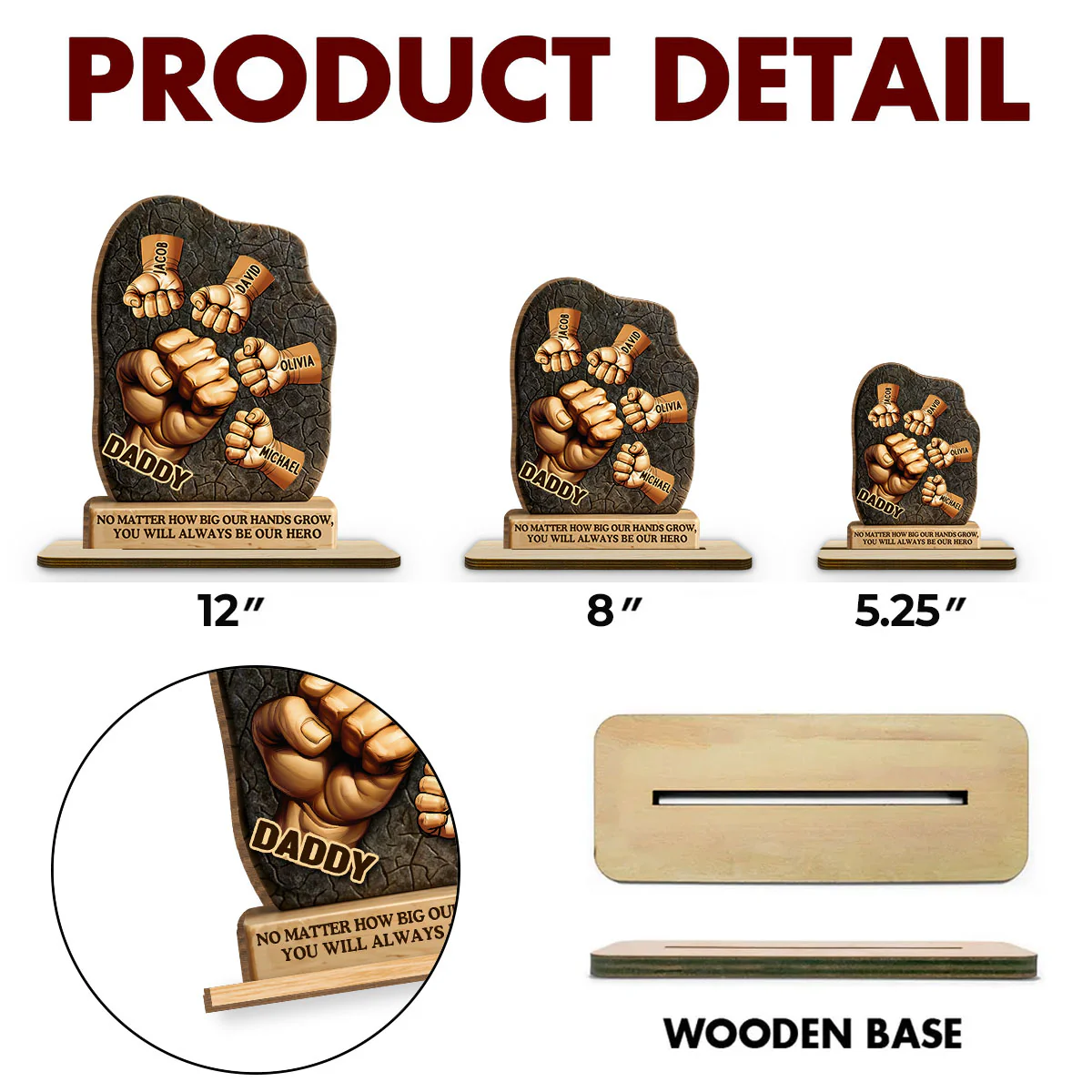 We Will Always Reach For You - Personalized Custom 2-Layer Wood Plaque With Flat Base - Image 6