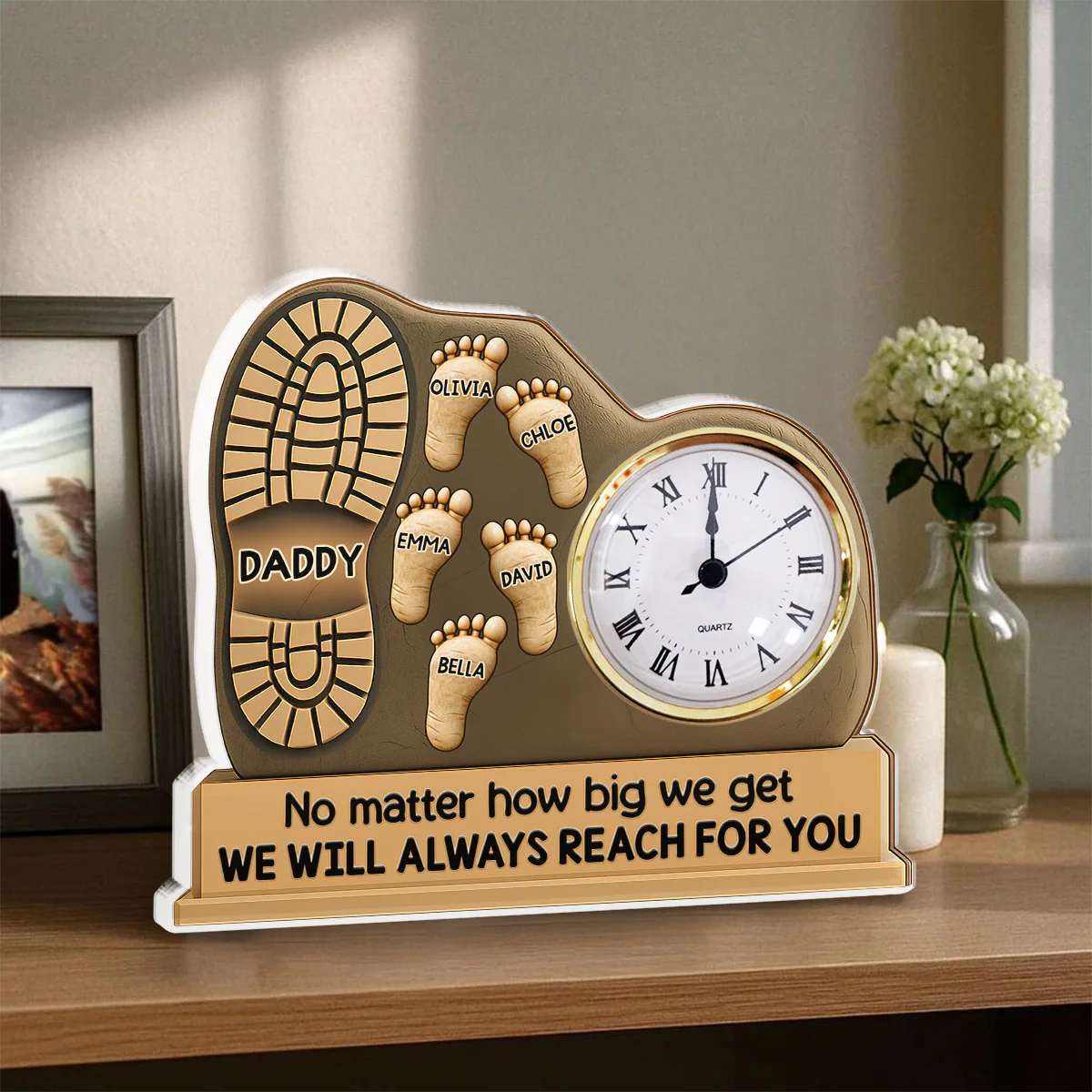 We Will Always Reach For You - Personalized Custom Acrylic Desk Clock Plaque - Image 3
