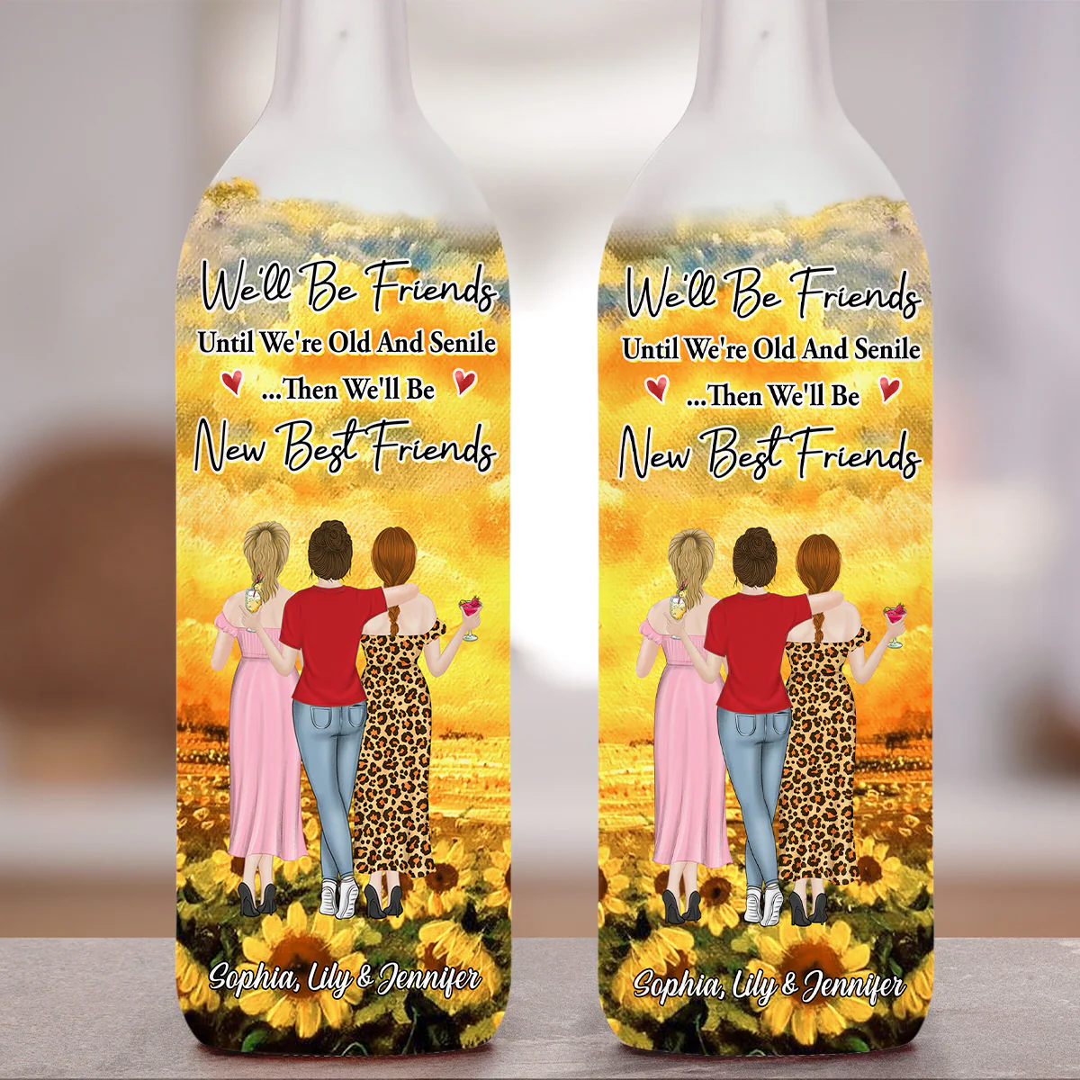 We Will Be Friends Until We're Old And Senile - Personalized Custom Bottle Lamp - Image 4
