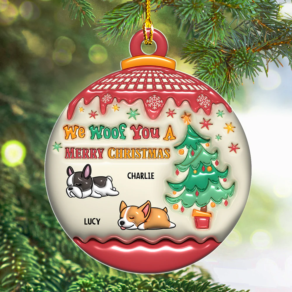 We Woof You Merry Christmas - Personalized Custom 3D Inflated Effect Acrylic Ornament - Image 2