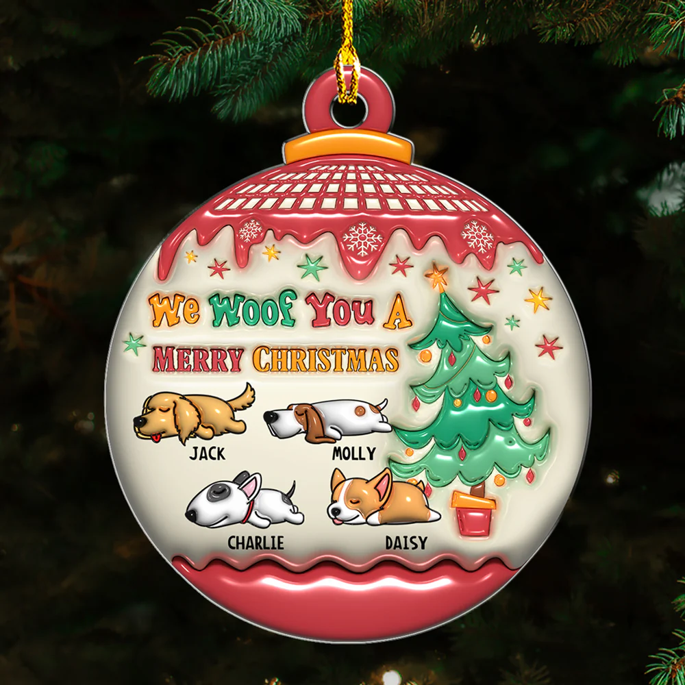 We Woof You Merry Christmas - Personalized Custom 3D Inflated Effect Acrylic Ornament - Image 4