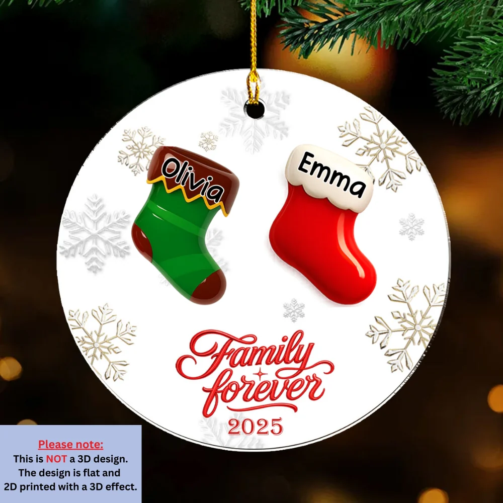 Wearing Socks Together - Personalized Custom 3D Effect Acrylic Ornament - Image 6