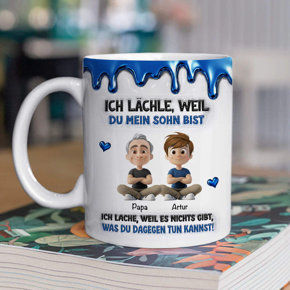 Weil Du Mein Sohn Bist – Personalisierte Tasse Mit 3D-aufgeblasenem Effekt - Image 2