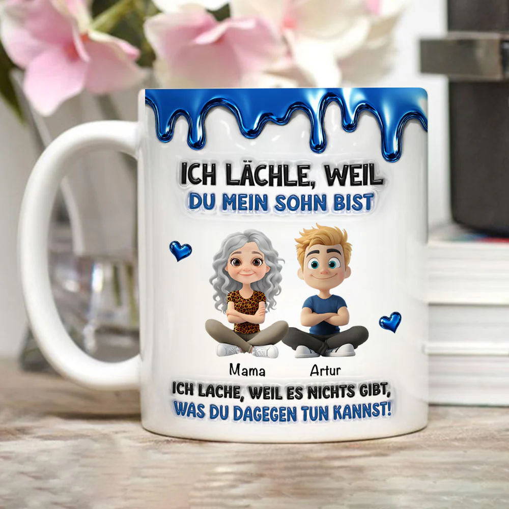 Weil Du Mein Sohn Bist – Personalisierte Tasse Mit 3D-aufgeblasenem Effekt - Image 4