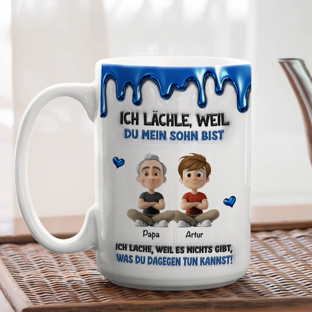 Weil Du Mein Sohn Bist – Personalisierte Tasse Mit 3D-aufgeblasenem Effekt - Image 5