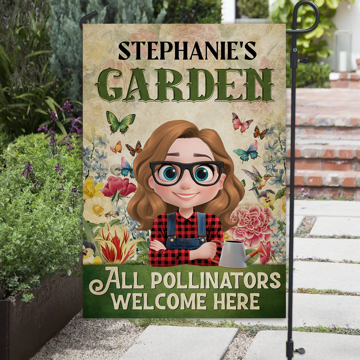 Welcome Here All Pollinators - Personalized Custom Flag - Image 3