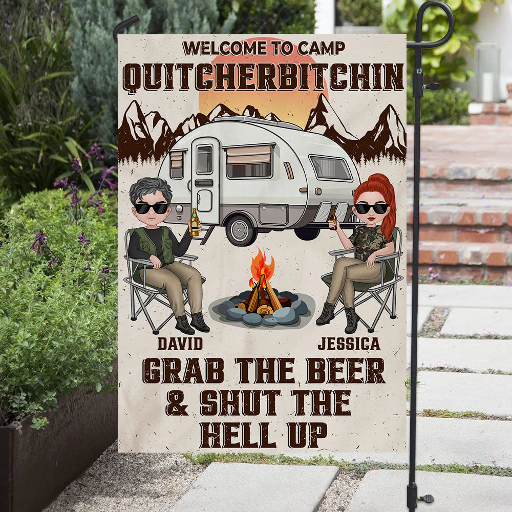 Welcome To Camp Quitcherbitchins - Personalized Custom Flag - Image 2
