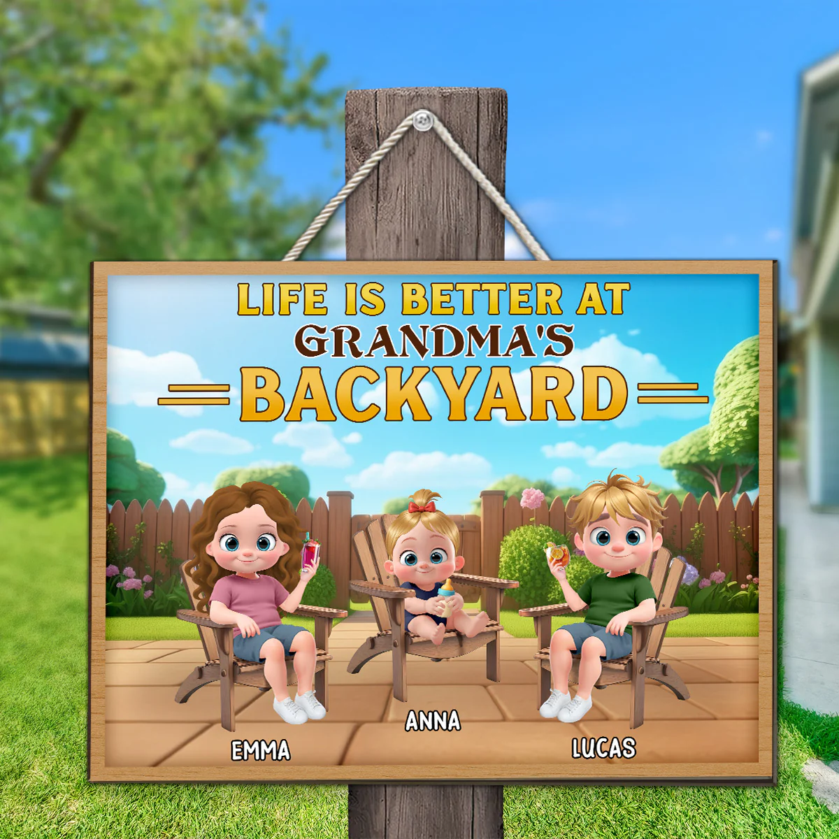 Welcome To Grandma Backyard - Personalized Custom Wood Sign - Image 3