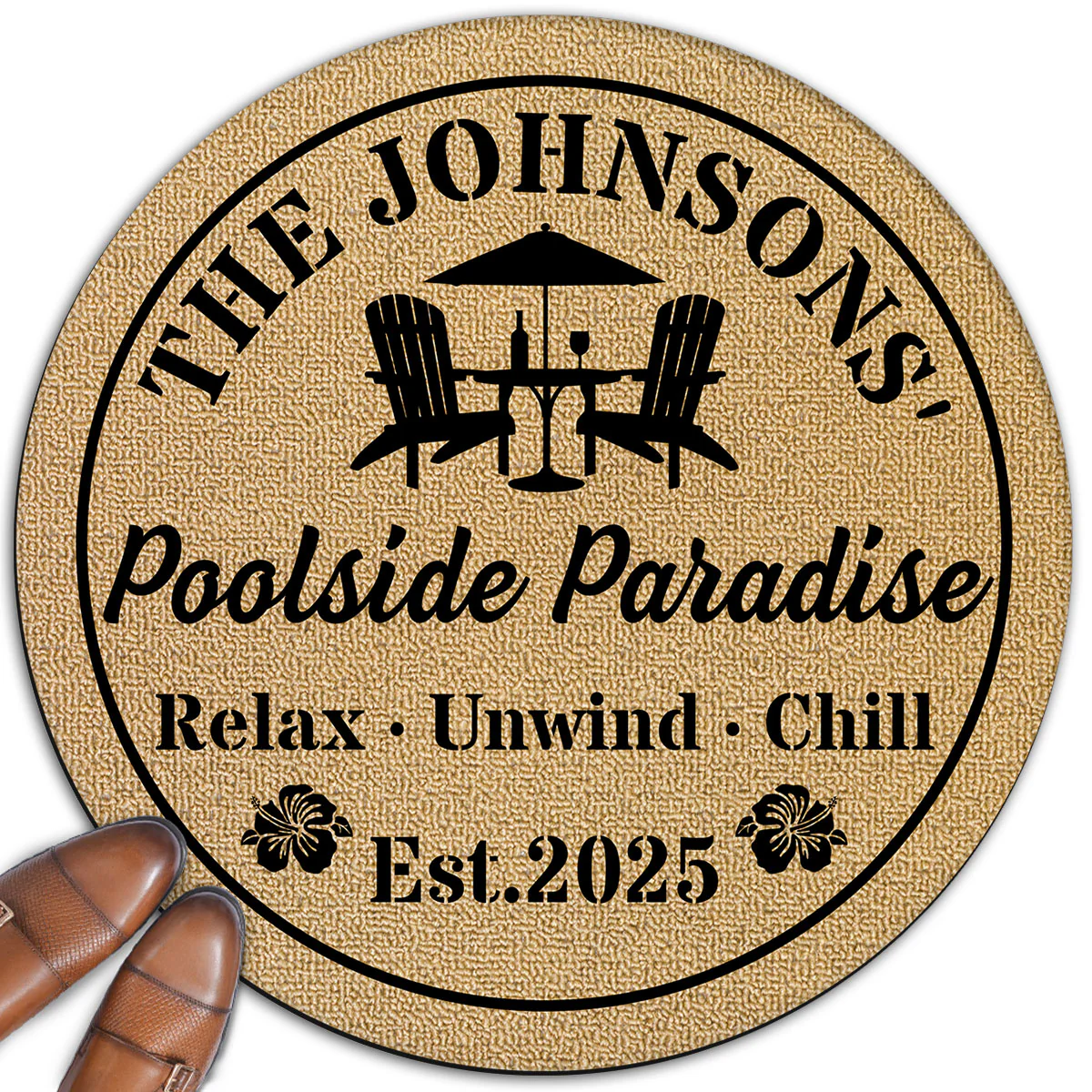 Welcome To Our Backyard Oasis - Personalized Custom Doormat