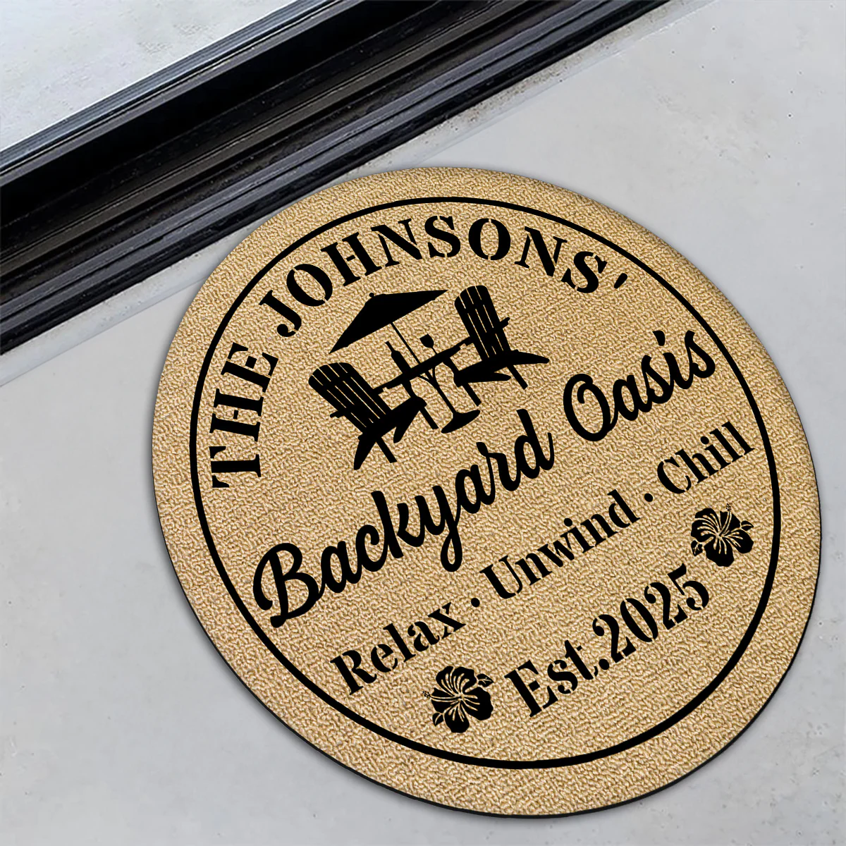 Welcome To Our Backyard Oasis - Personalized Custom Doormat - Image 3