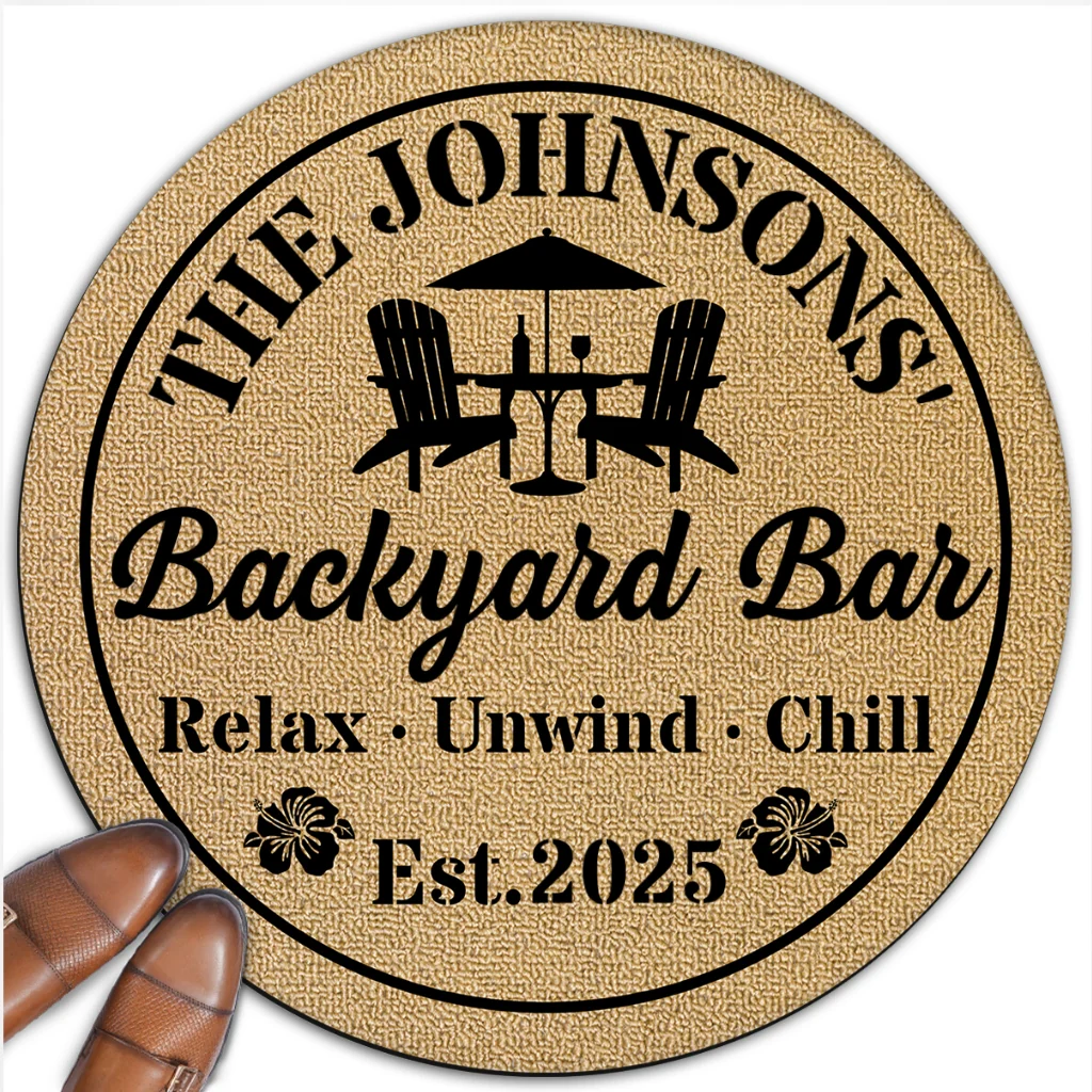 Welcome To Our Backyard Oasis - Personalized Custom Doormat - Image 6