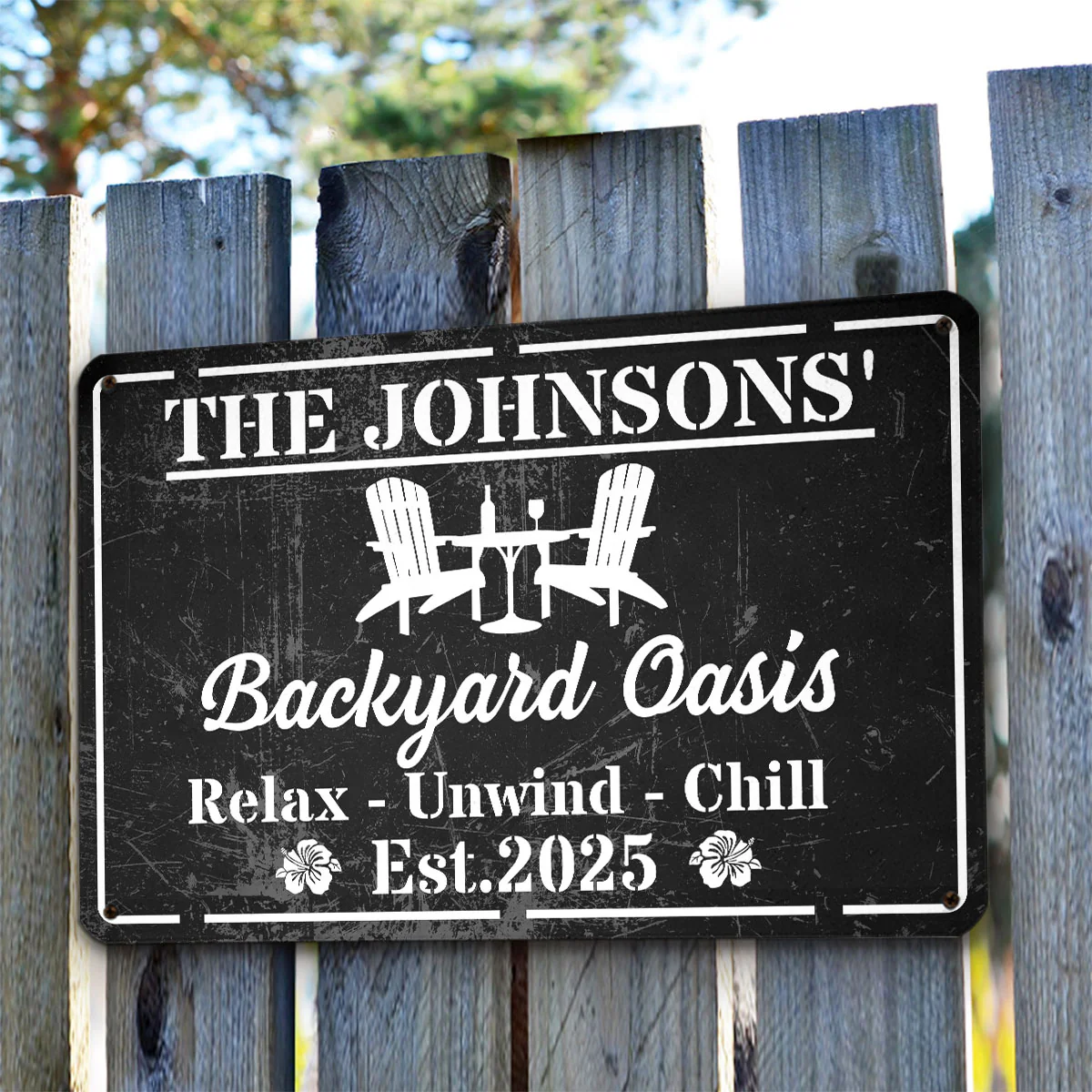 Welcome To Our Backyard Oasis - Personalized Custom Metal Sign - Image 2