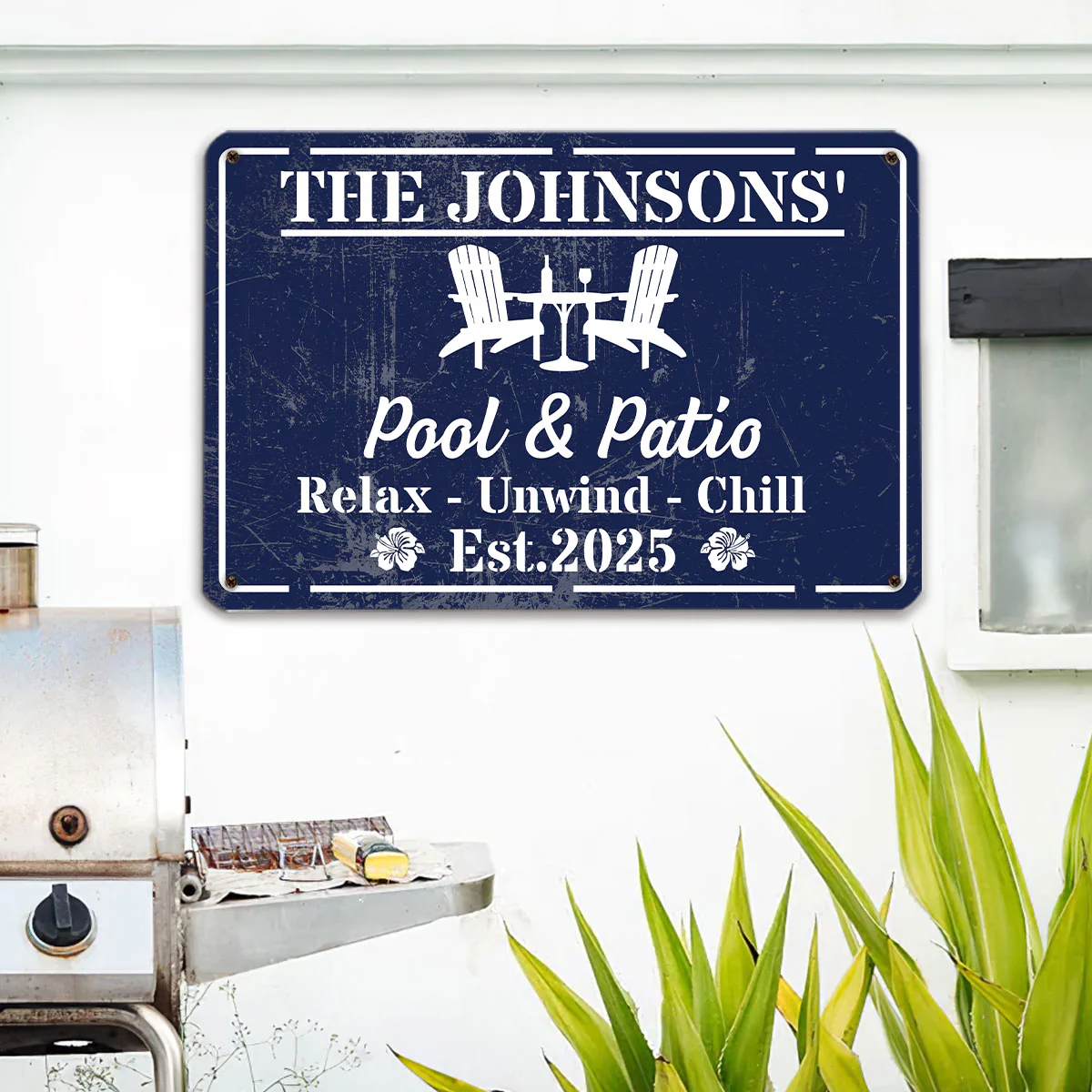 Welcome To Our Backyard Oasis - Personalized Custom Metal Sign - Image 4
