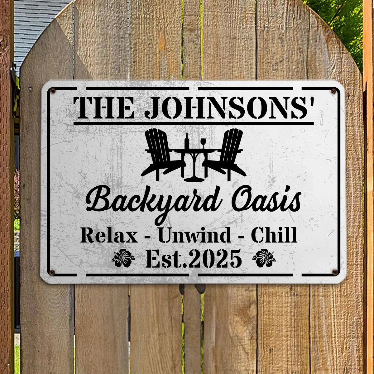 Welcome To Our Backyard Oasis - Personalized Custom Metal Sign - Image 5