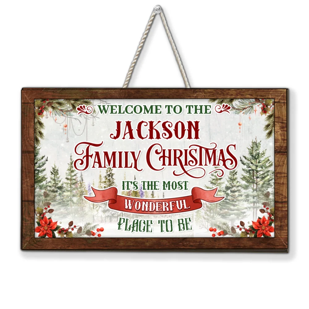 Welcome To Our Family Christmas - Personalized Custom Wood Sign - Image 5