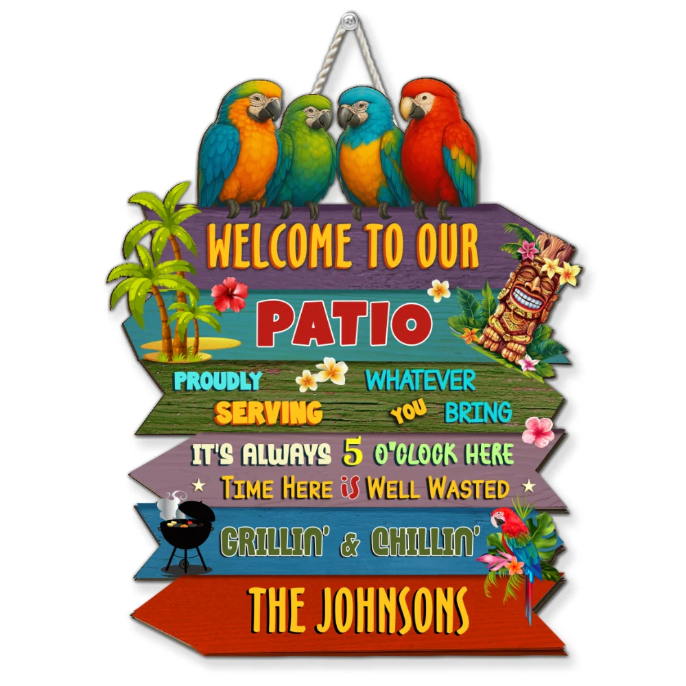 Welcome To Our Patio - Personalized Custom Wood Sign - Image 6