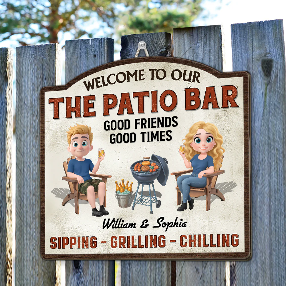 Welcome To Our Patio - Personalized Custom Wood Sign - Image 3