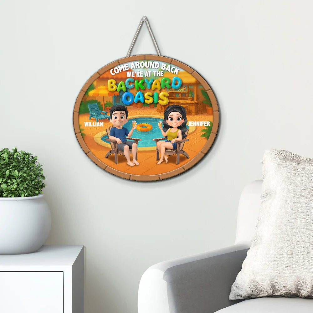 Welcome To Our Pool Paradise- Personalized Custom Wood Sign - Image 2