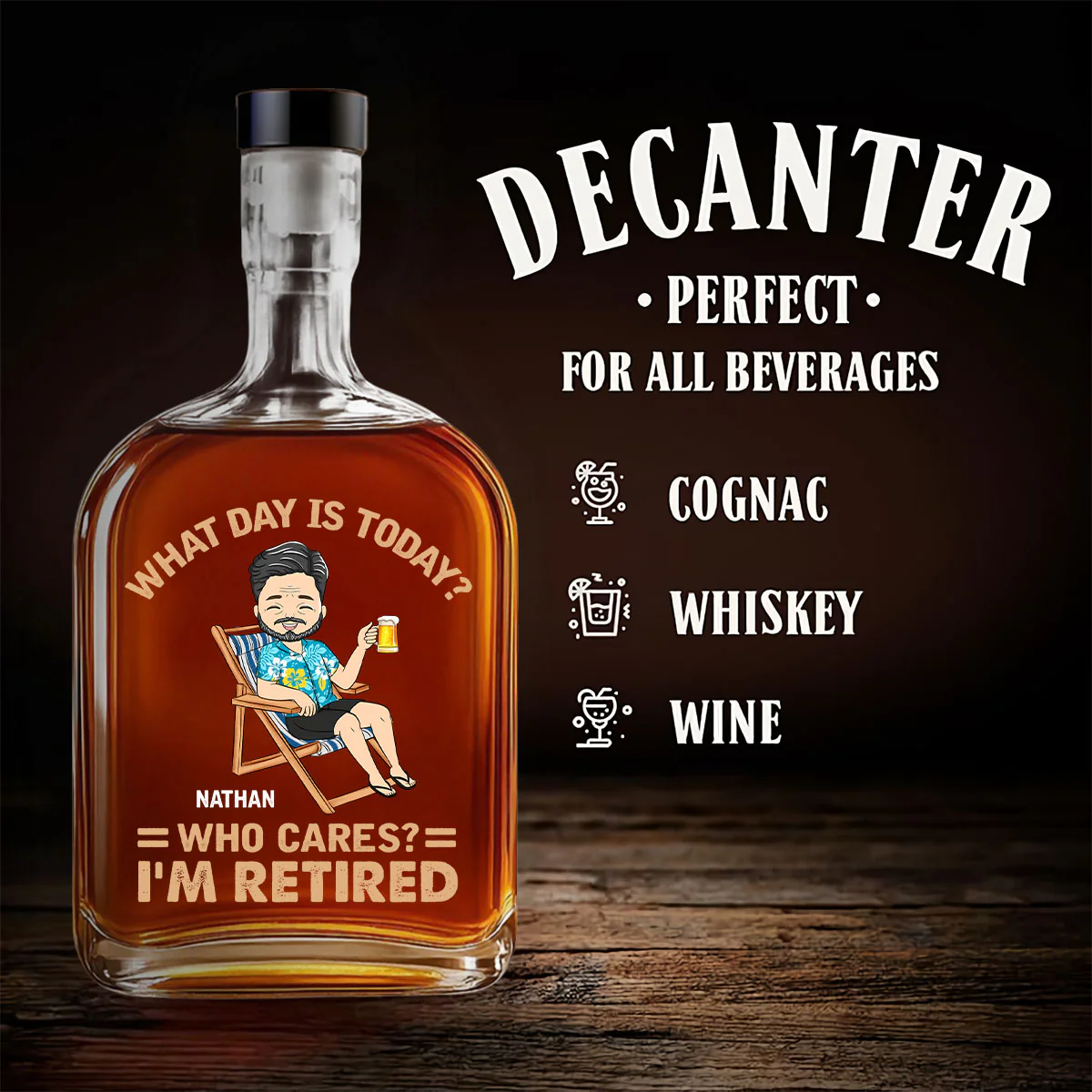 What Day Is Today - Personalized Custom Spirits Decanter - Image 4