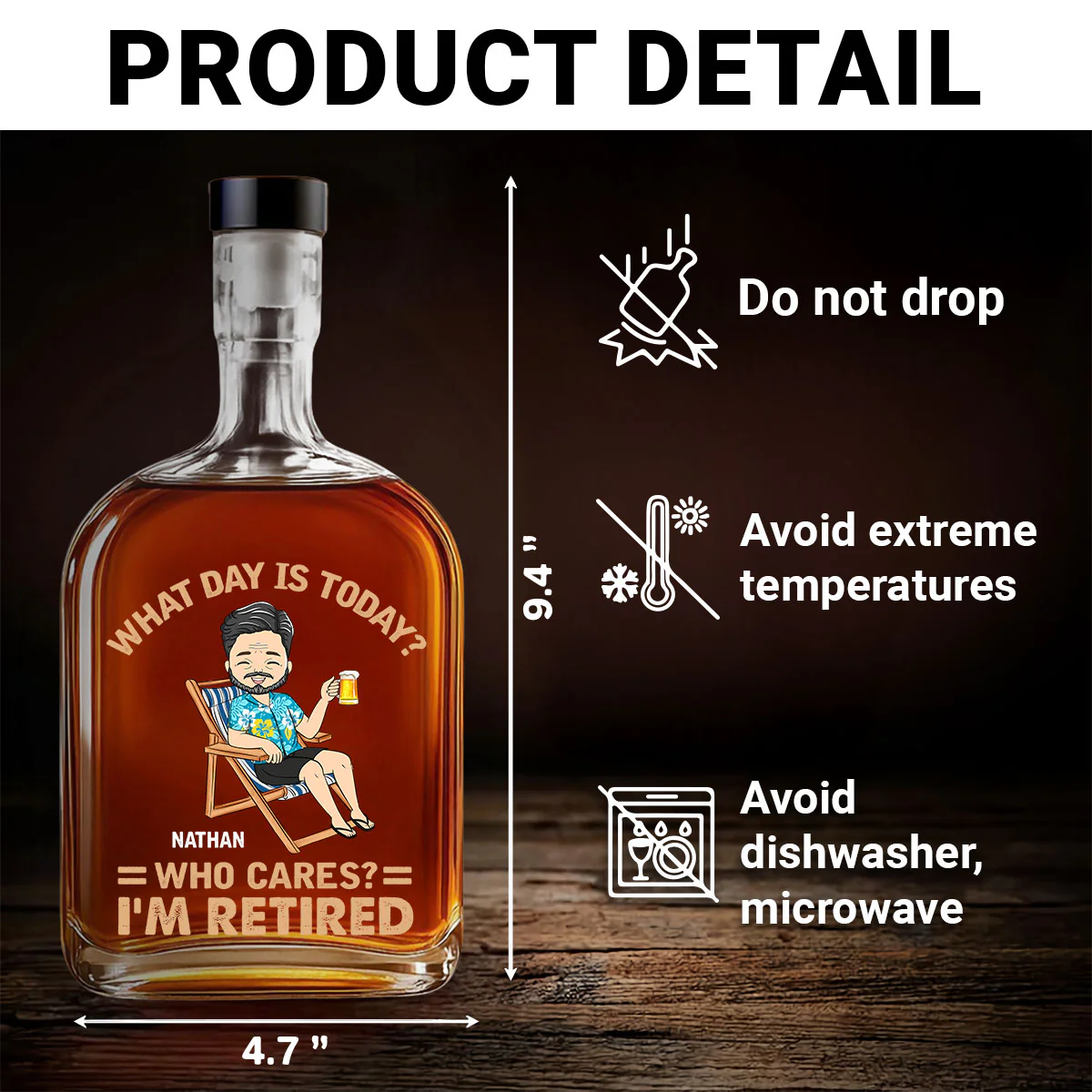 What Day Is Today - Personalized Custom Spirits Decanter - Image 5