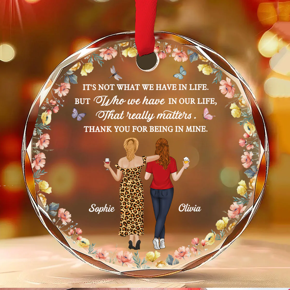 What We Have In Life - Personalized Custom Glass Ornament - Image 2