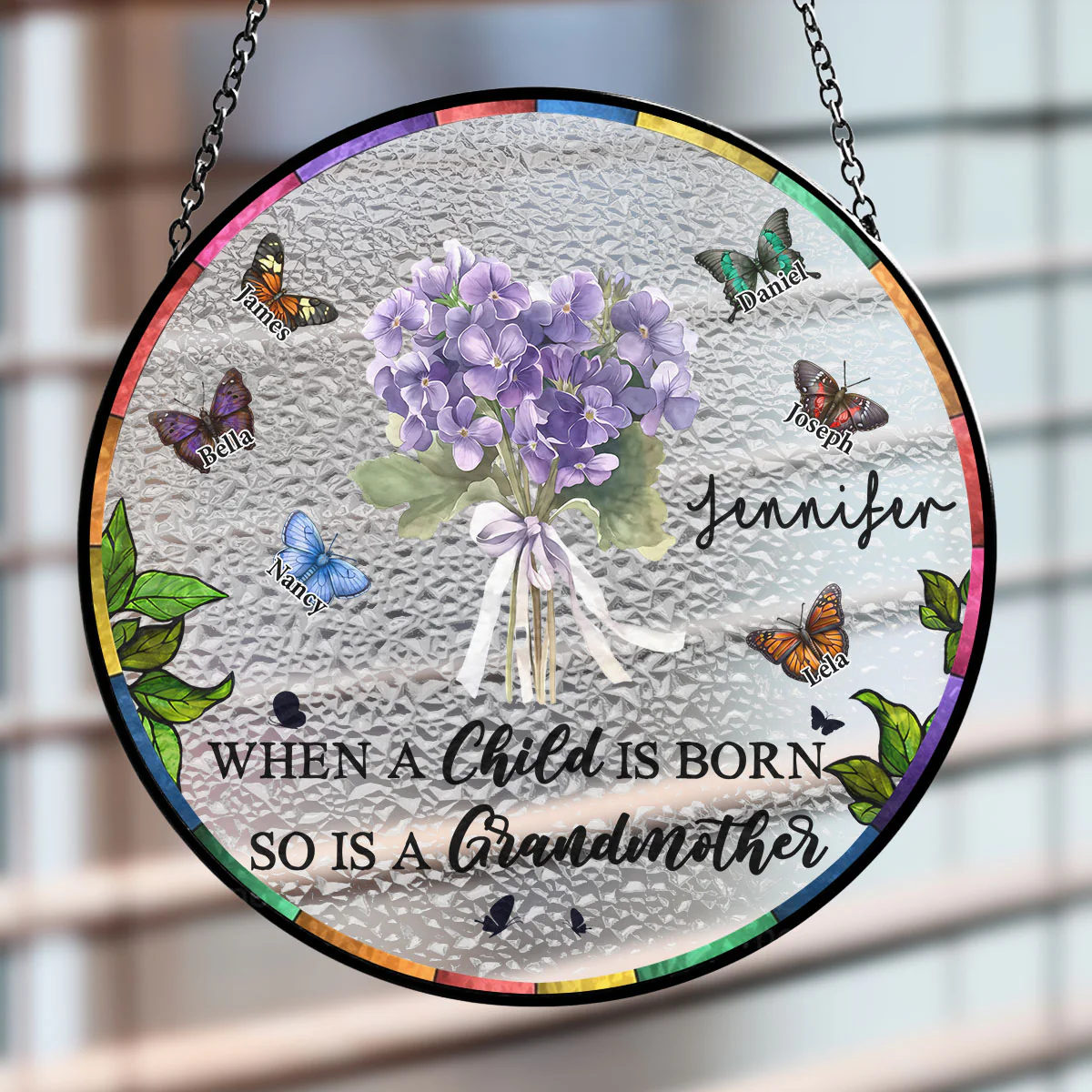 When A Child Is Born - Personalized Custom Window Hanging Suncatcher - Image 2