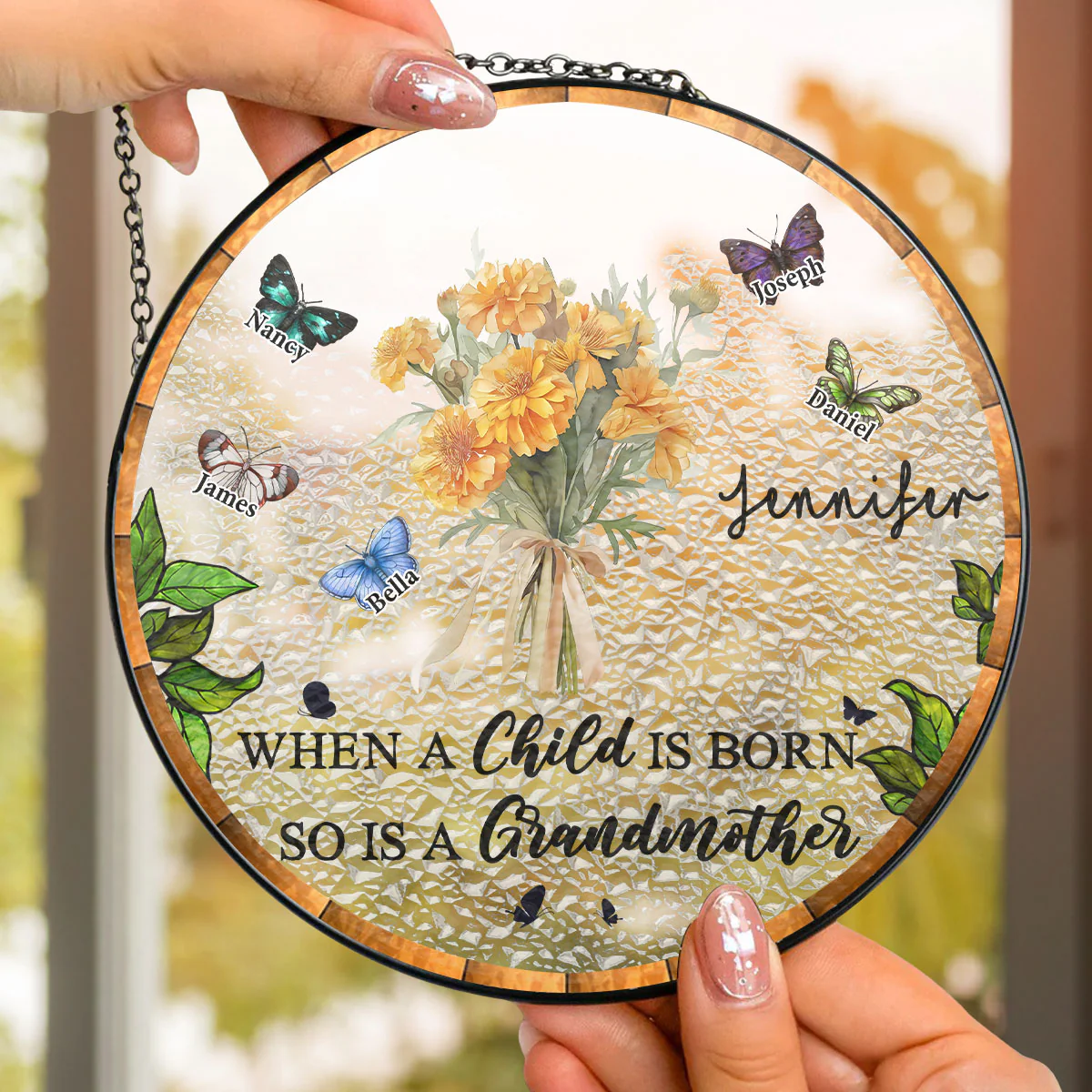 When A Child Is Born - Personalized Custom Window Hanging Suncatcher - Image 4