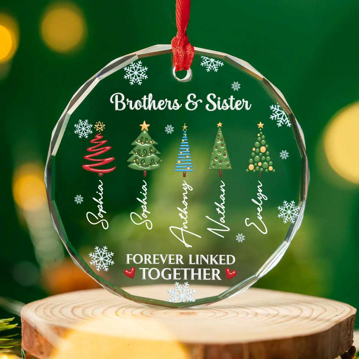 When Siblings Go to Therapy Together - Personalized Custom Glass Ornament - Image 3
