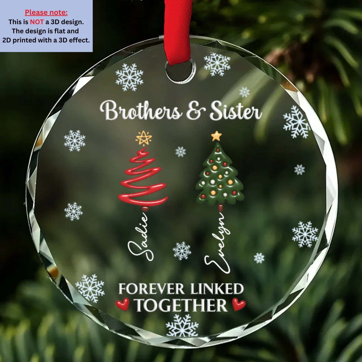 When Siblings Go to Therapy Together - Personalized Custom Glass Ornament - Image 6