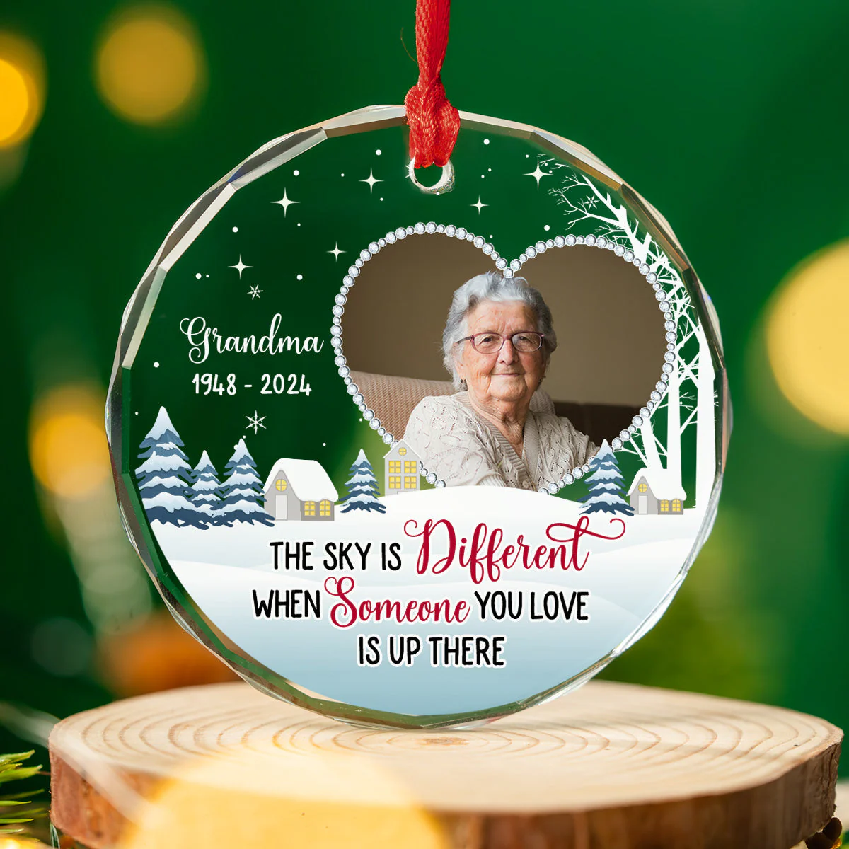 When Someone You Love In The Sky - Personalized Custom Glass Ornament - Image 3