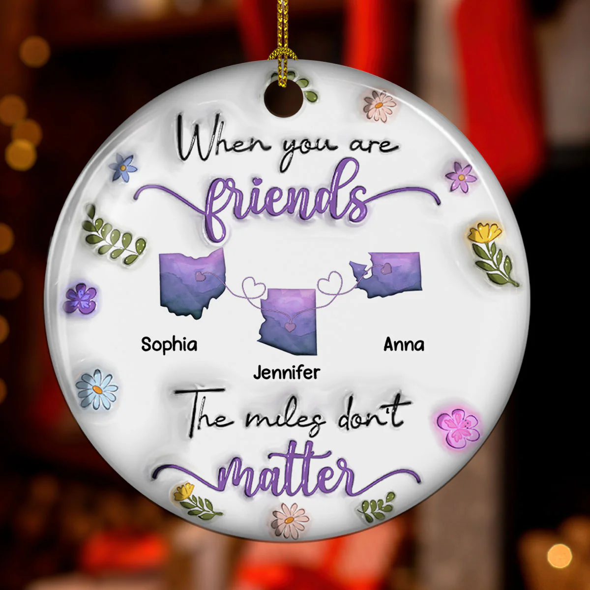 When You Are Family The Miles Do Not Matter - Personalized Custom 3D Inflated Effect Ceramic Ornament - Image 2
