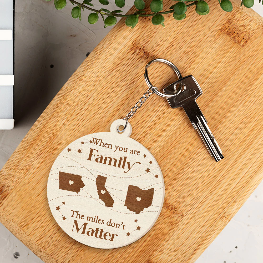When You Are Family The Miles Do Not Matter - Personalized Custom Acrylic Keychain - Image 3