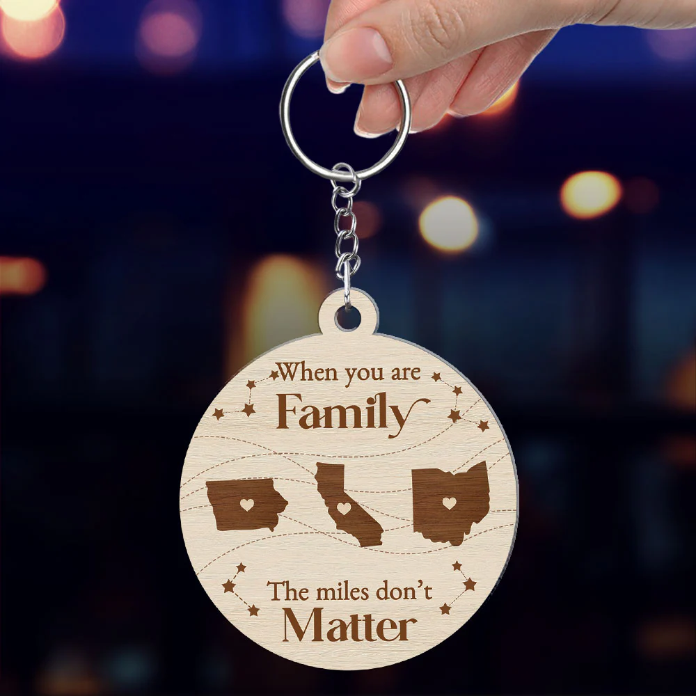 When You Are Family The Miles Do Not Matter - Personalized Custom Acrylic Keychain - Image 4